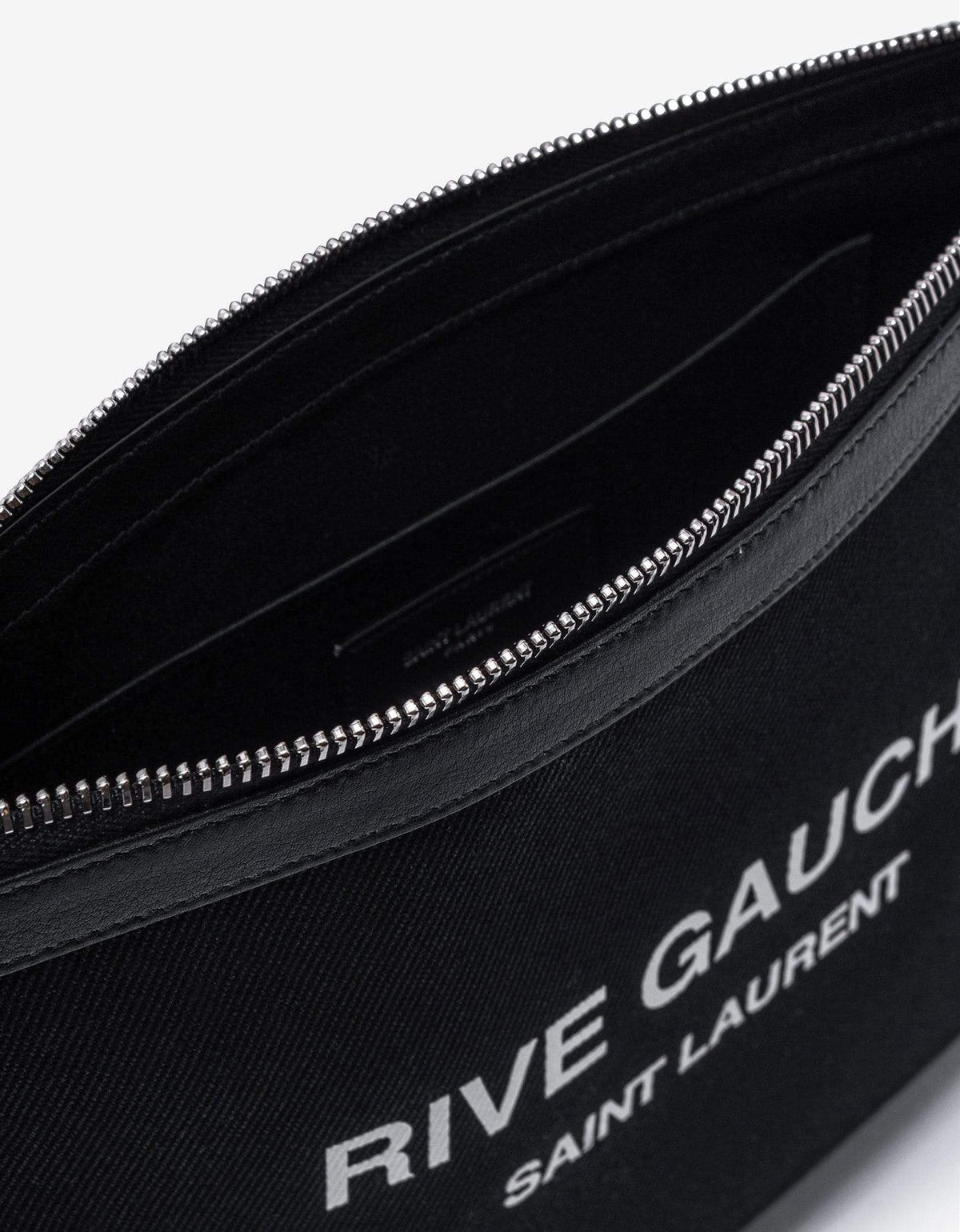 Saint Laurent Black Canvas Rive Gauche Zip Pouch