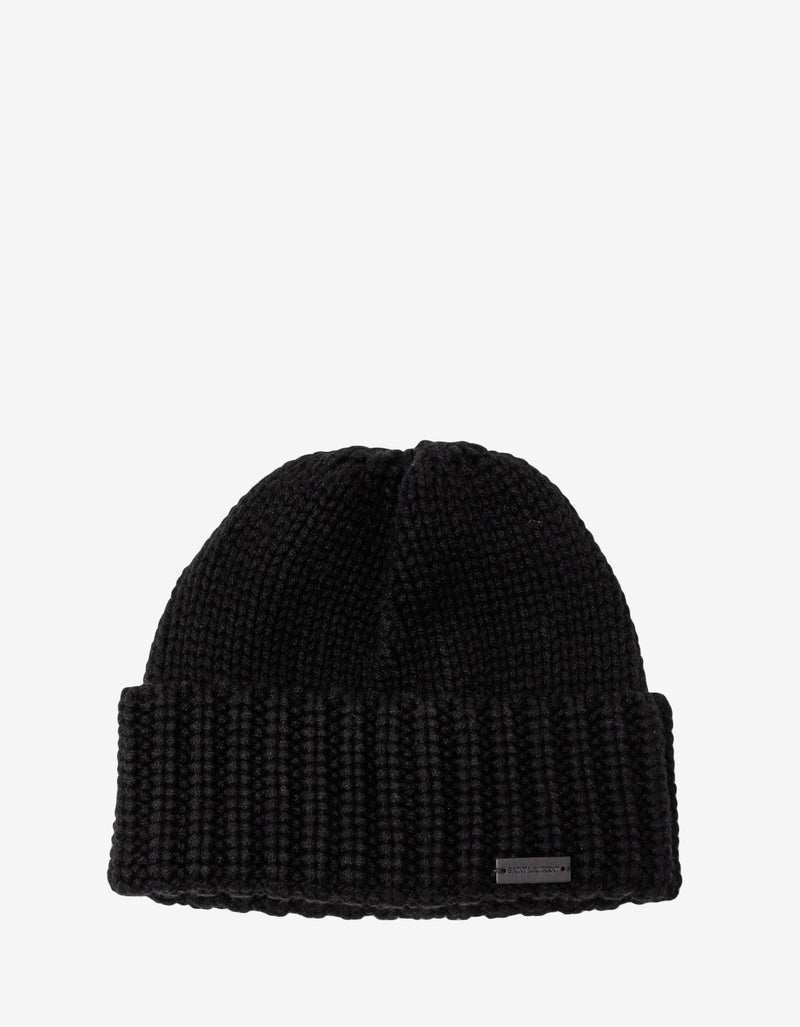 Saint Laurent Black Cashmere Beanie Hat