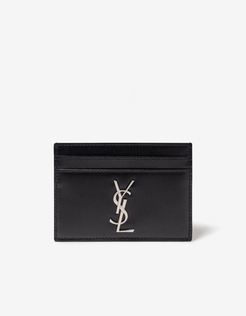 Saint Laurent Black Cassandre Leather Card Holder