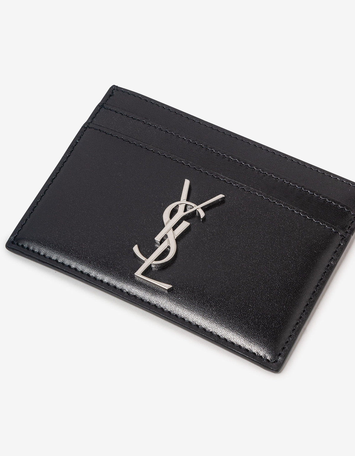 Saint Laurent Black Cassandre Leather Card Holder