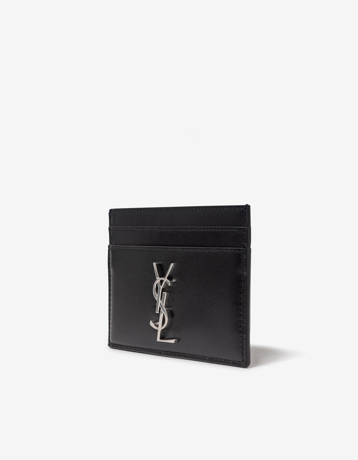 Saint Laurent Black Cassandre Leather Card Holder