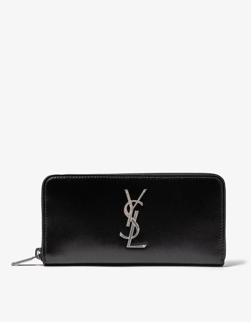 Saint Laurent Black Cassandre Zip Long Wallet