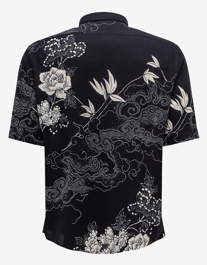 Saint Laurent Black Cloud Motif Short Sleeve Shirt