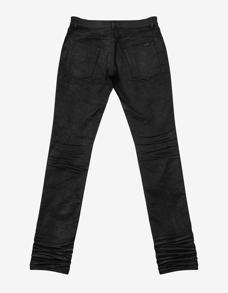 Saint Laurent Black Coated Skinny Jeans