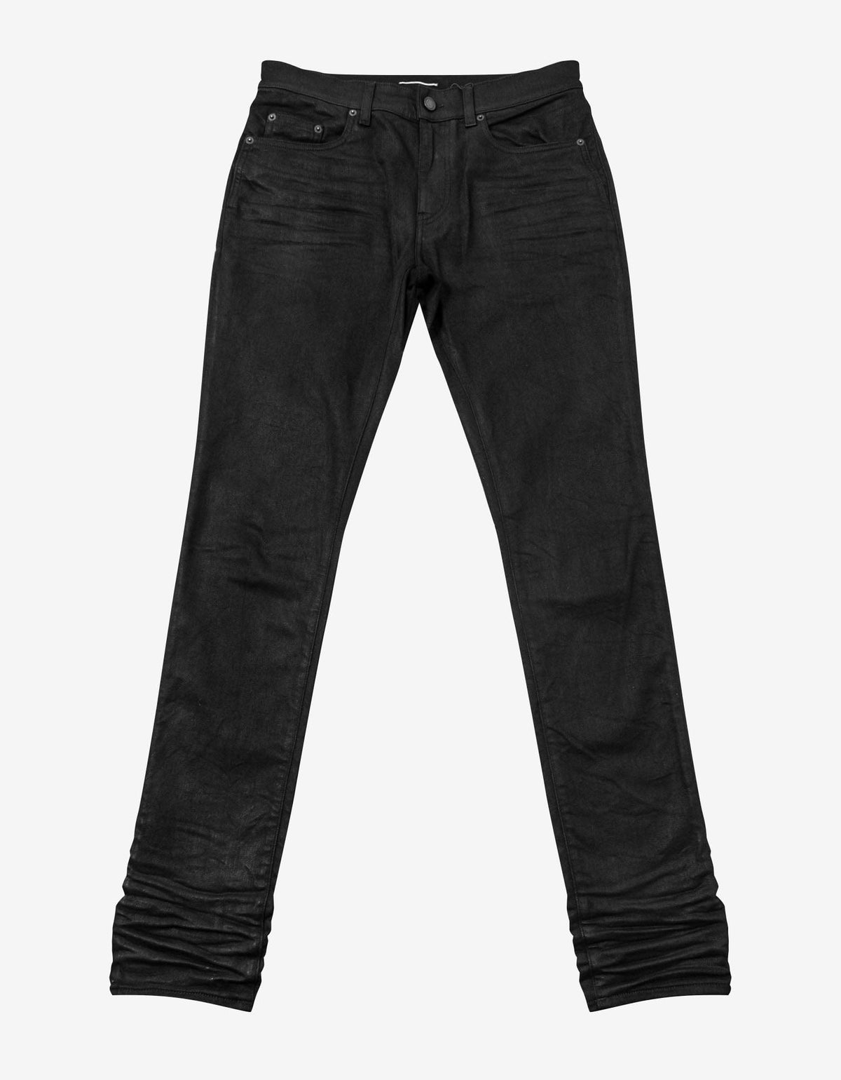 Saint Laurent Black Coated Skinny Jeans