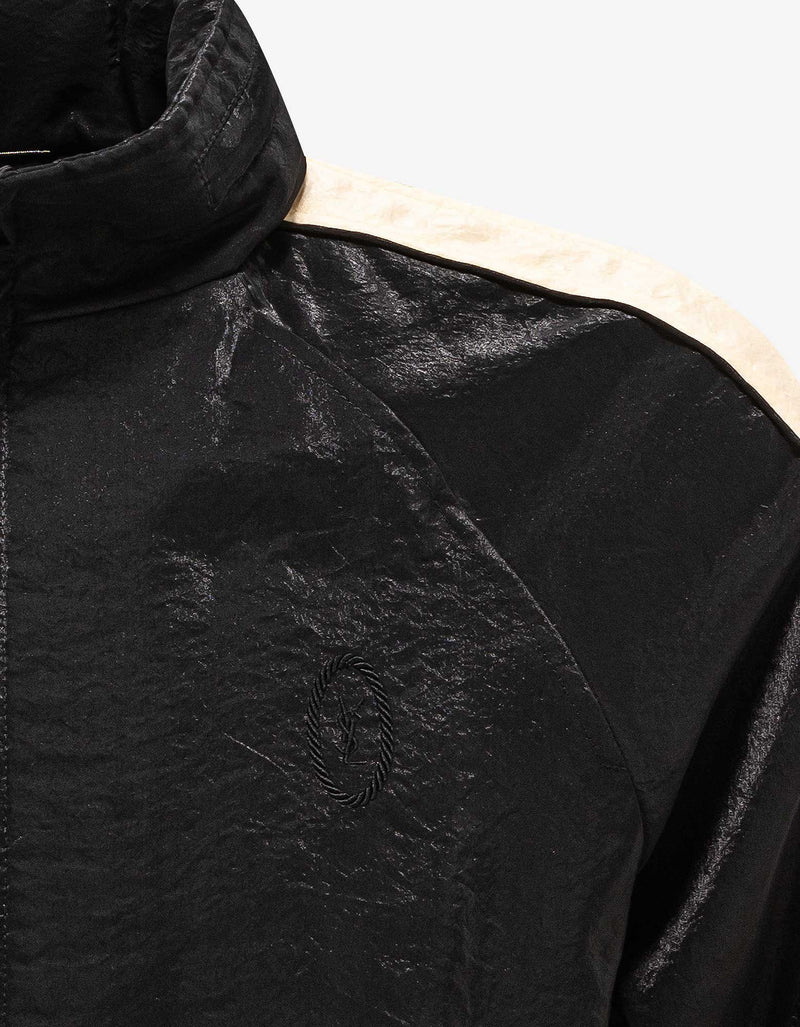 Saint Laurent Black Crinkle-Effect Monogram Teddy Jacket