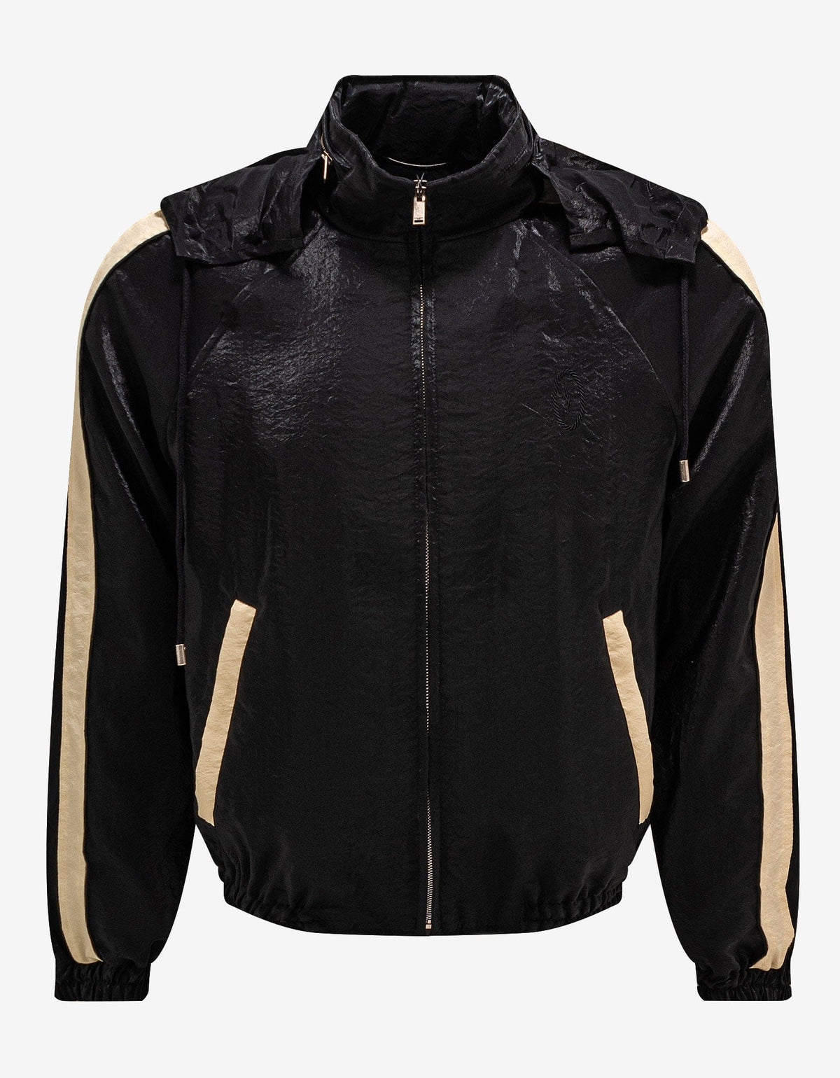 Saint Laurent Black Crinkle-Effect Monogram Teddy Jacket