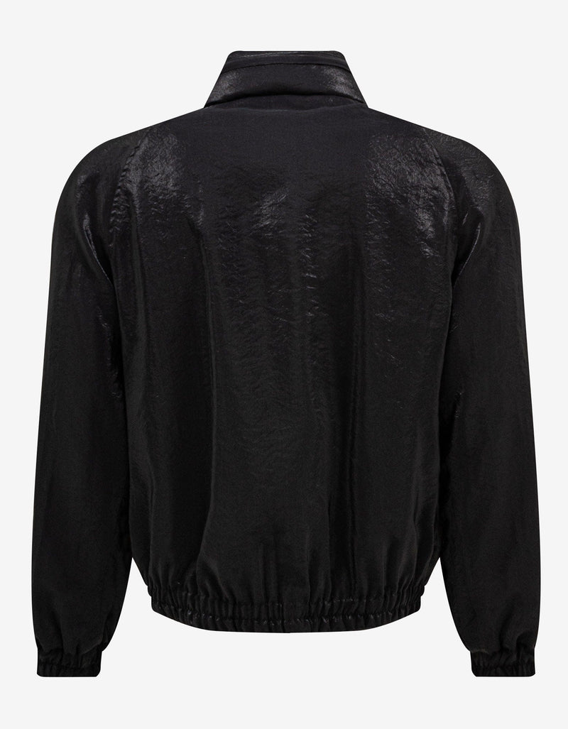 Saint Laurent Black Crinkle-Effect Monogram Teddy Jacket
