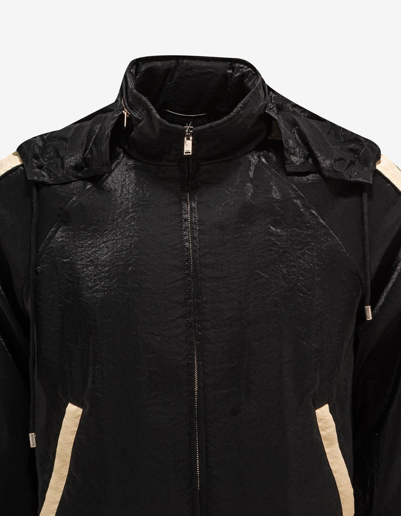 Saint Laurent Black Crinkle-Effect Monogram Teddy Jacket