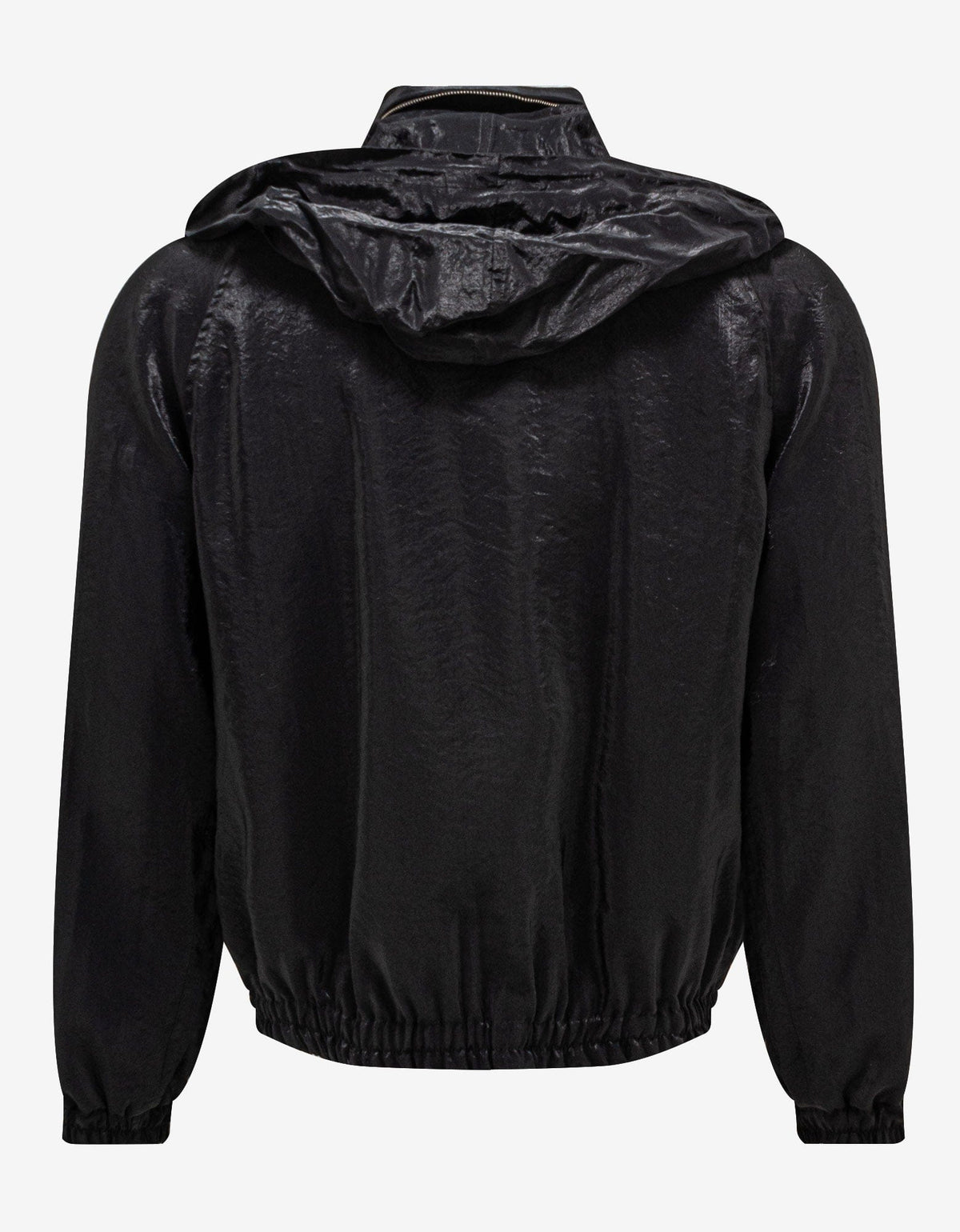 Saint Laurent Black Crinkle-Effect Monogram Teddy Jacket