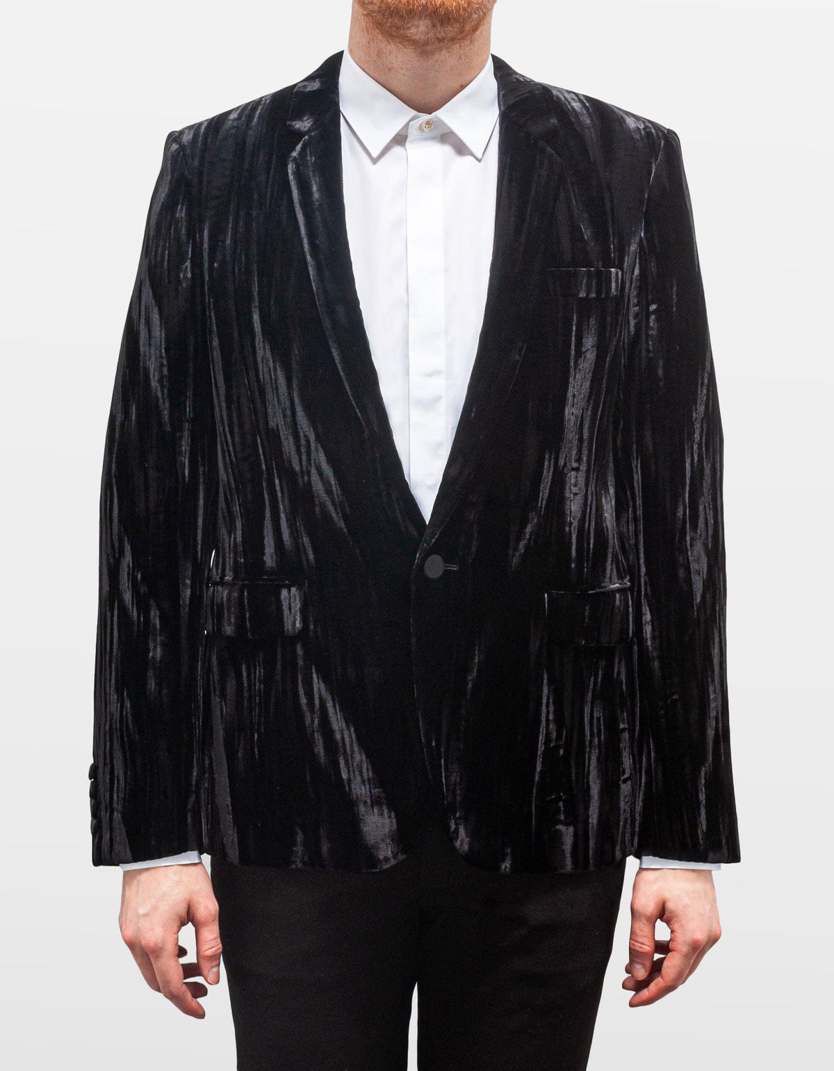 Saint Laurent Black Crinkled Velvet Blazer