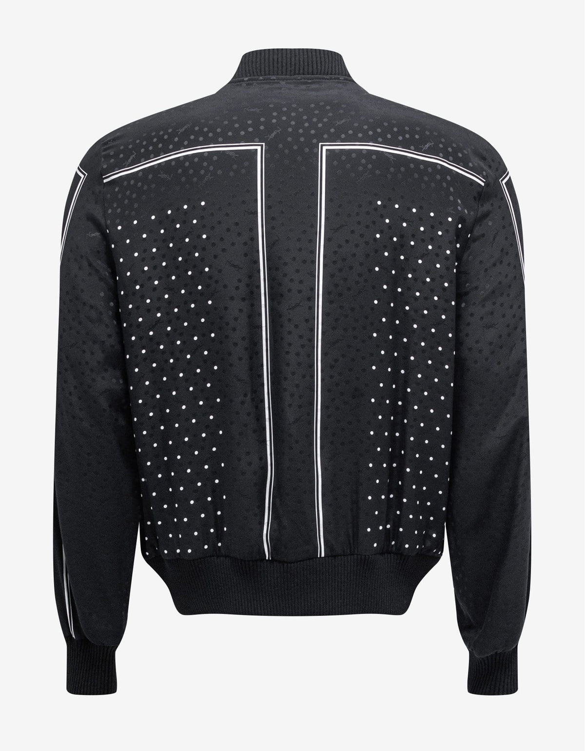 Saint Laurent Black Dot Print Silk Teddy Jacket