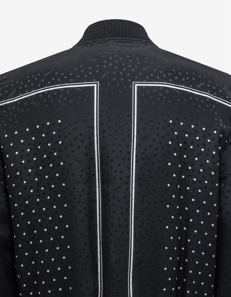 Saint Laurent Black Dot Print Silk Teddy Jacket