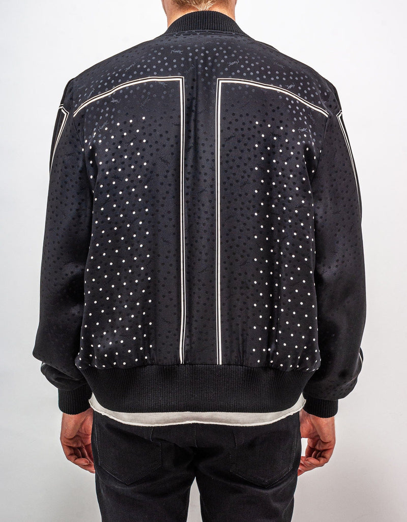 Saint Laurent Black Dot Print Silk Teddy Jacket