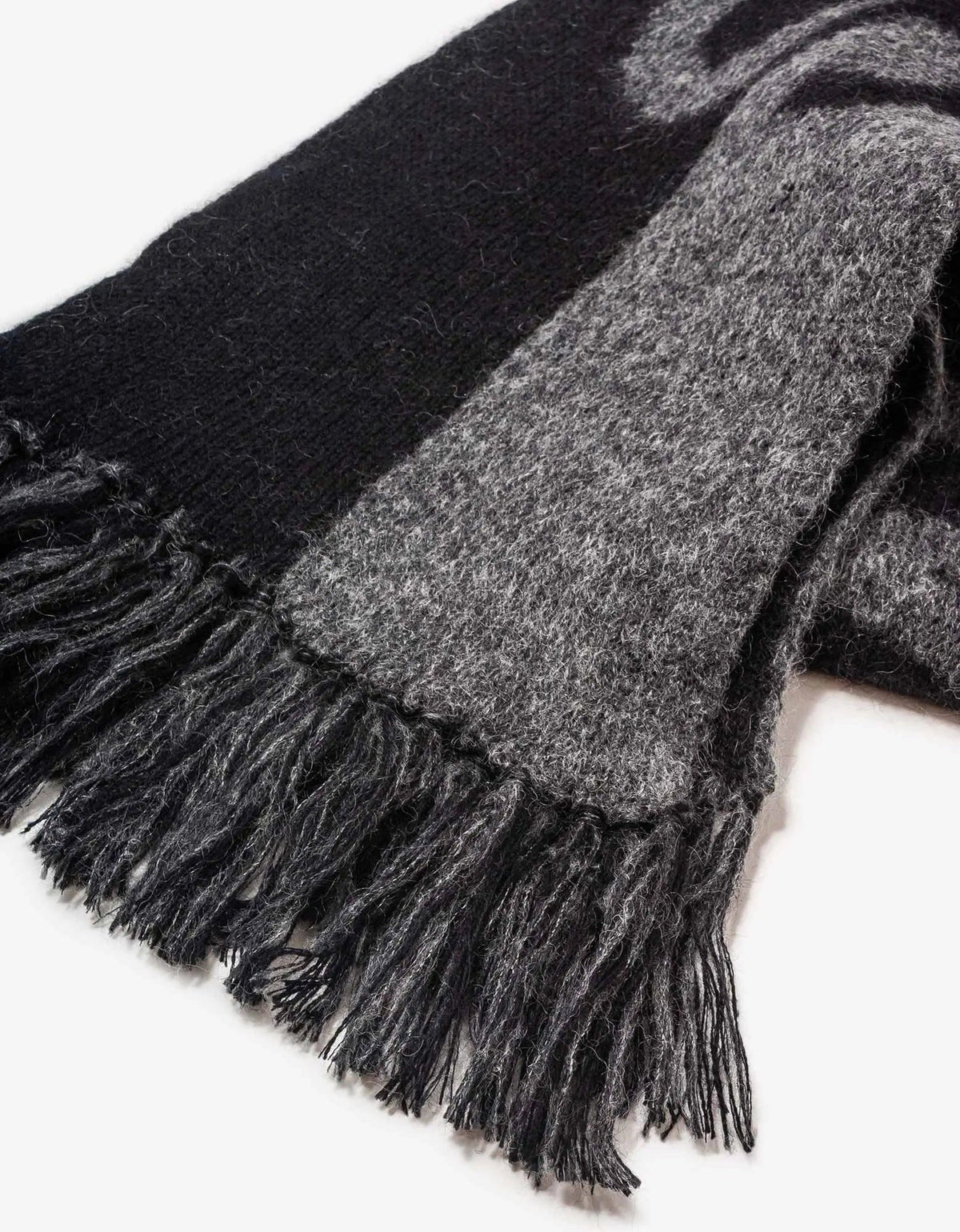 Saint Laurent Black & Grey Logo Scarf