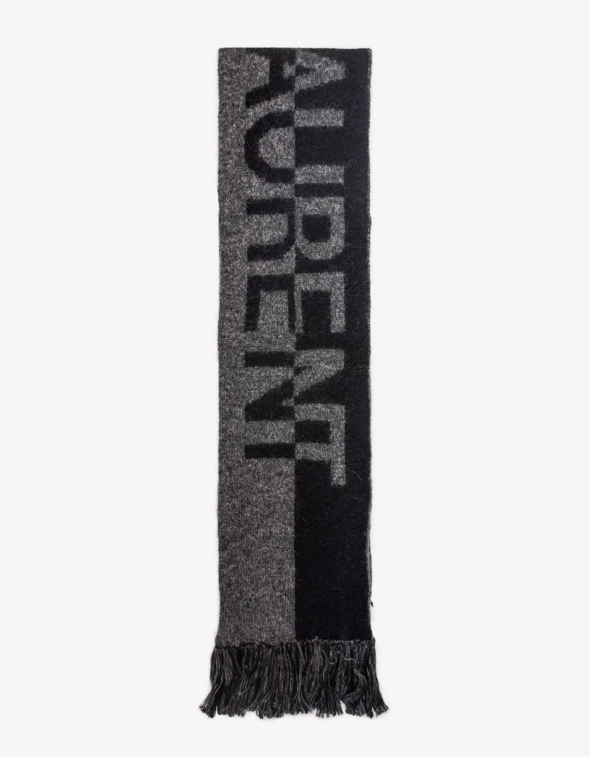 Saint Laurent Black & Grey Logo Scarf