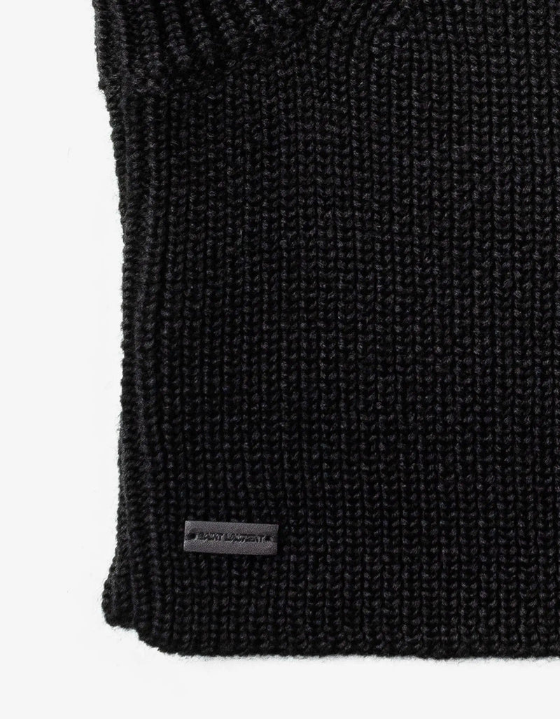 Saint Laurent Black Large Ribbed Wool Balaclava