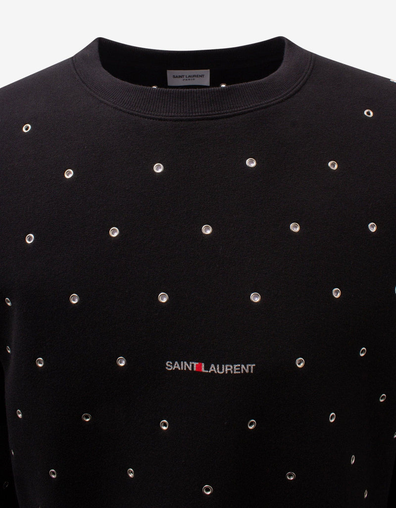 Saint Laurent Black Logo Eyelet Sweatshirt