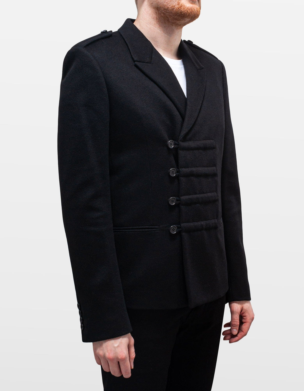 Saint Laurent Black Military Double-Breasted Wool Jacket