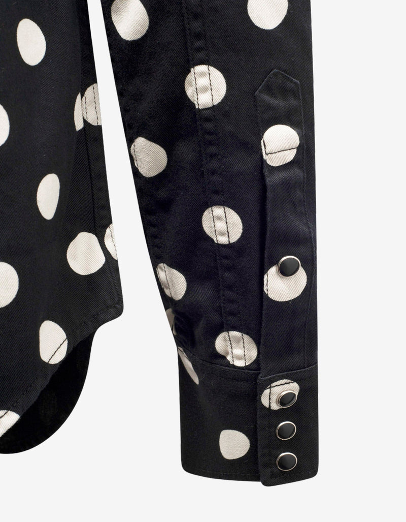 Saint Laurent Black Polka Dot Denim Western Shirt