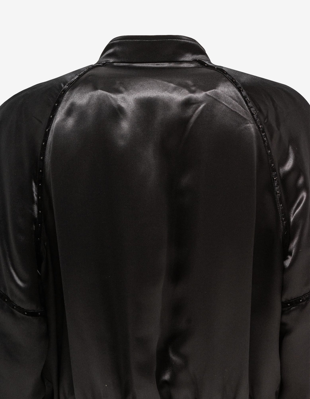 Saint Laurent Black Silk Satin 80s Teddy Jacket