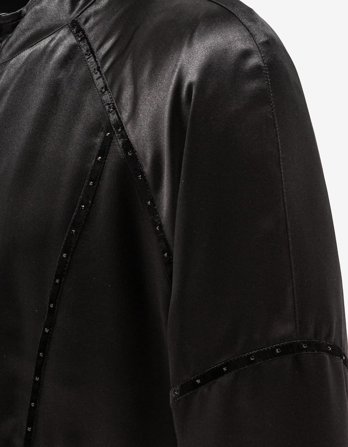 Saint Laurent Black Silk Satin 80s Teddy Jacket