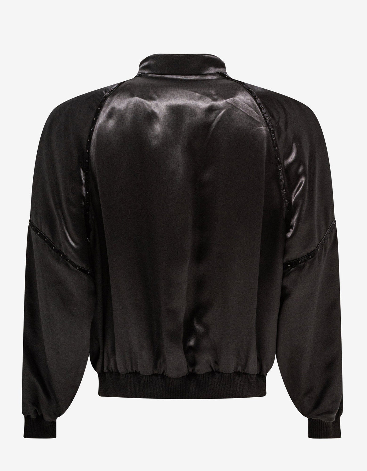 Saint Laurent Black Silk Satin 80s Teddy Jacket