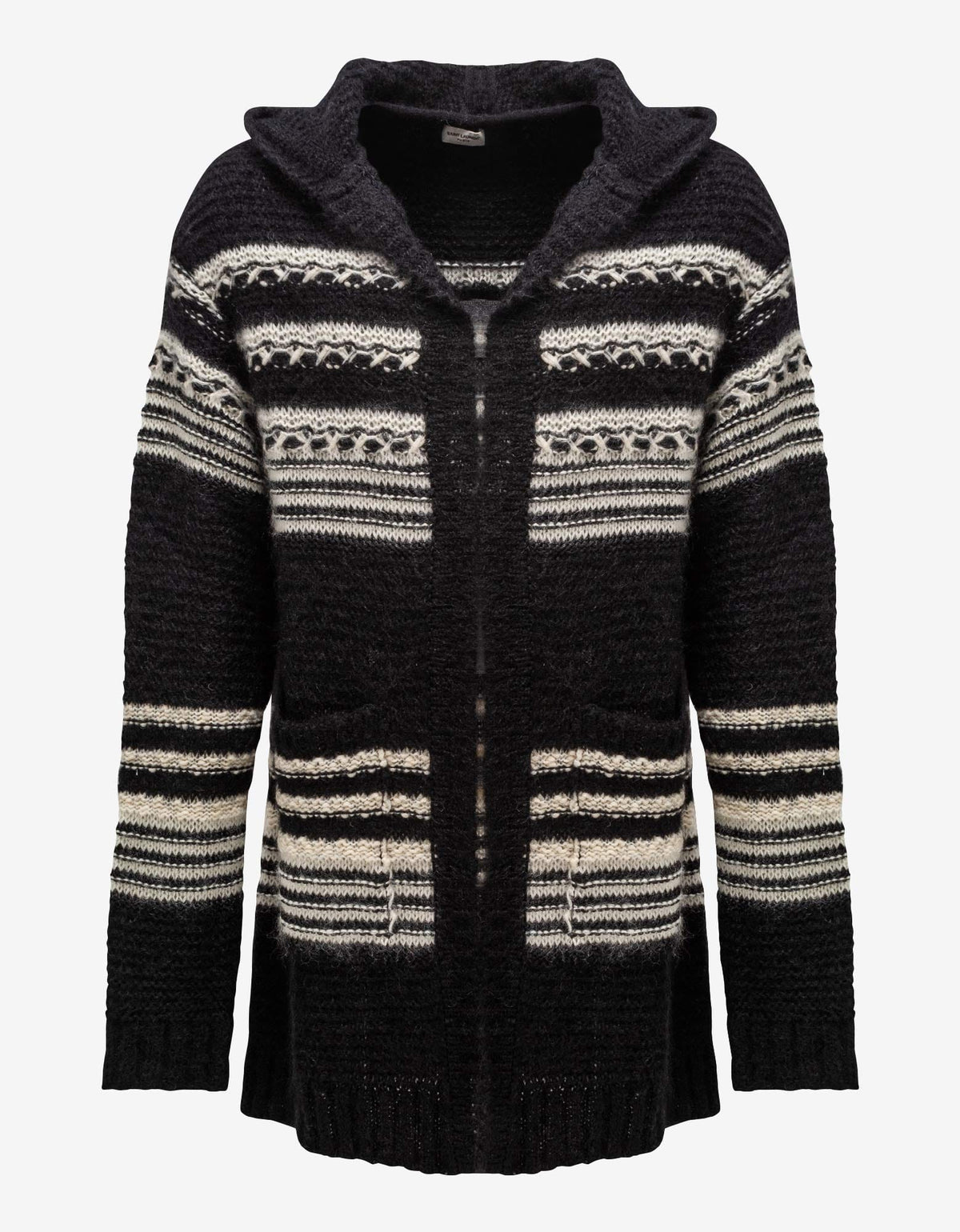 Saint Laurent Black Striped Mohair Baja Cardigan