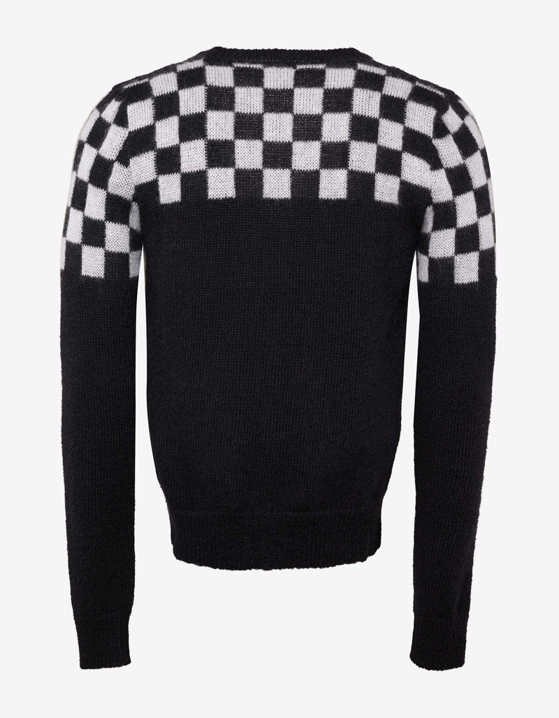 Saint Laurent Black & White Check Mohair Blend Cardigan