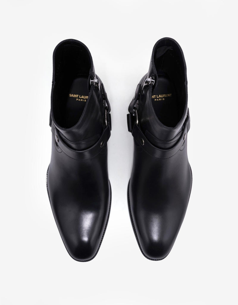 Saint Laurent Black Wyatt 40 Harness Boots