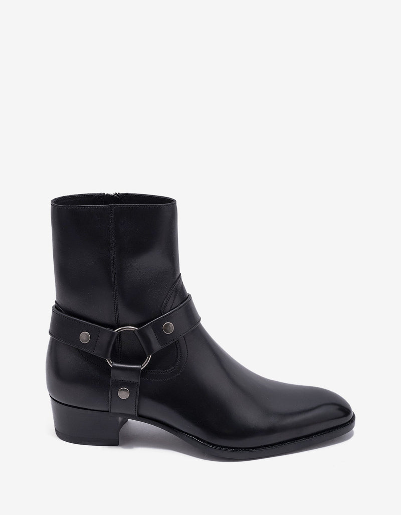 Saint Laurent Black Wyatt 40 Harness Boots