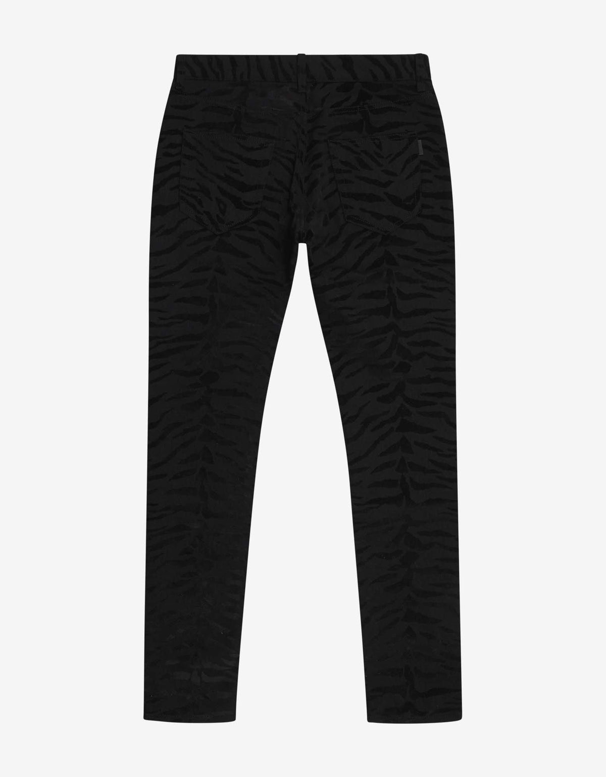 Saint Laurent Black Zebra Print Skinny Jeans