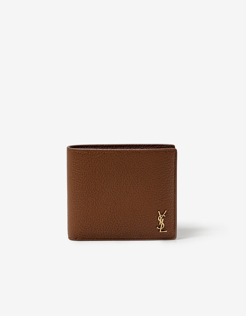 Saint Laurent Brown Grain Leather East/West Billfold Wallet