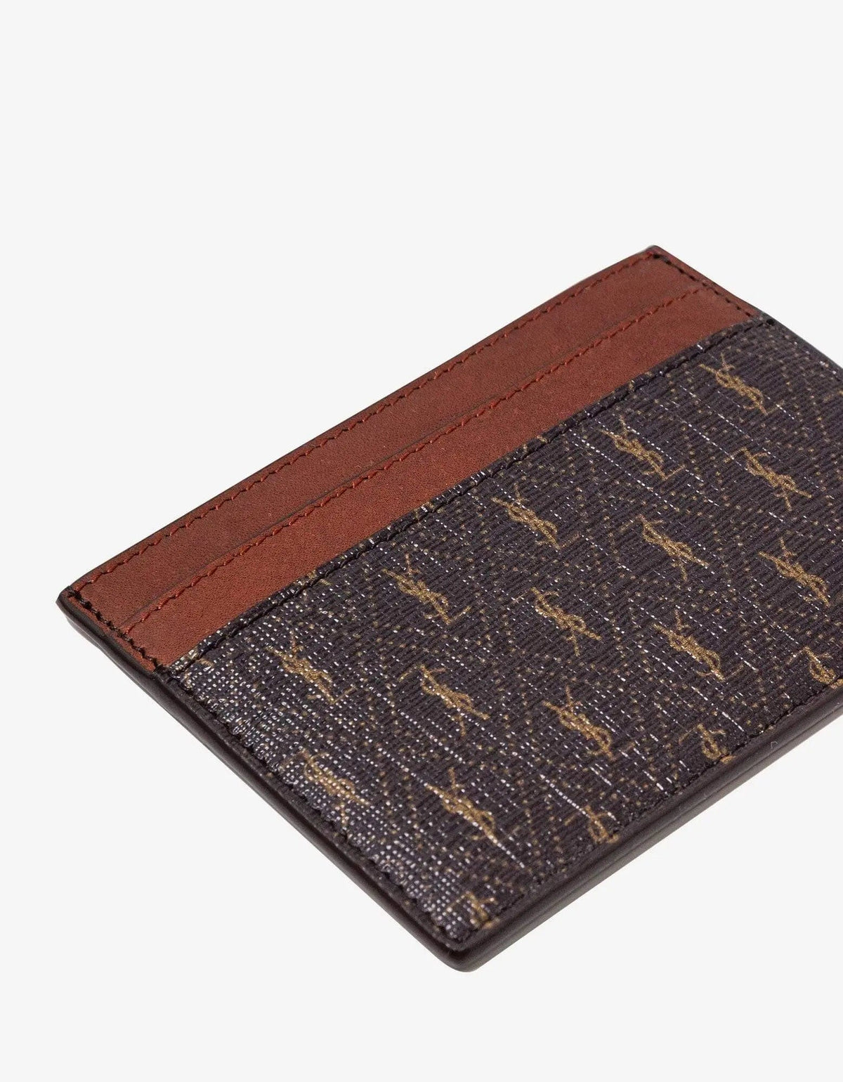 Saint Laurent Brown Monogram Card Holder