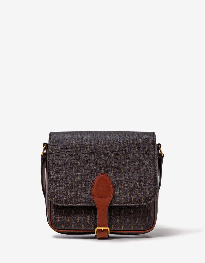 Saint Laurent Brown Monogram Medium Buckle Satchel