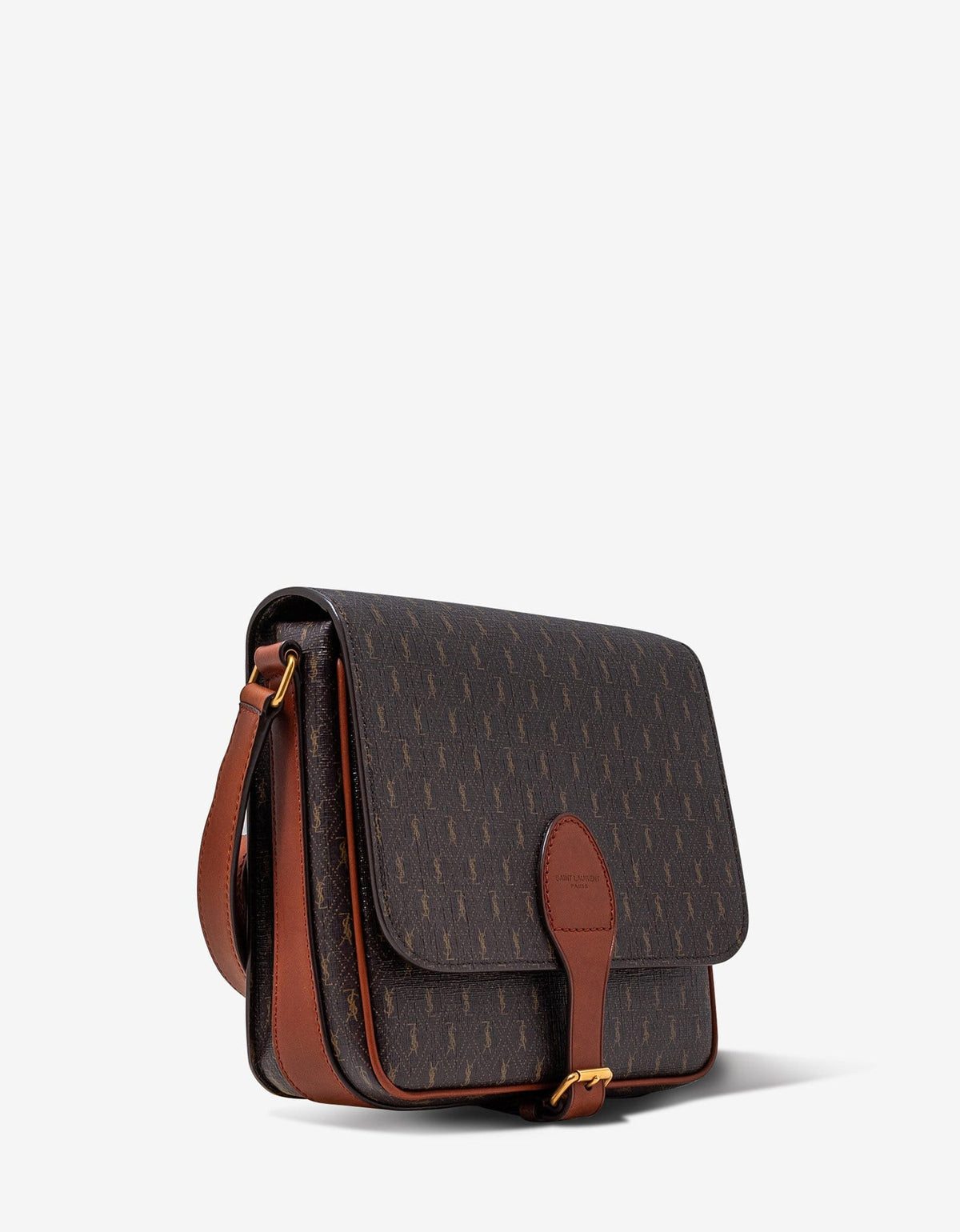 Saint Laurent Brown Monogram Medium Buckle Satchel