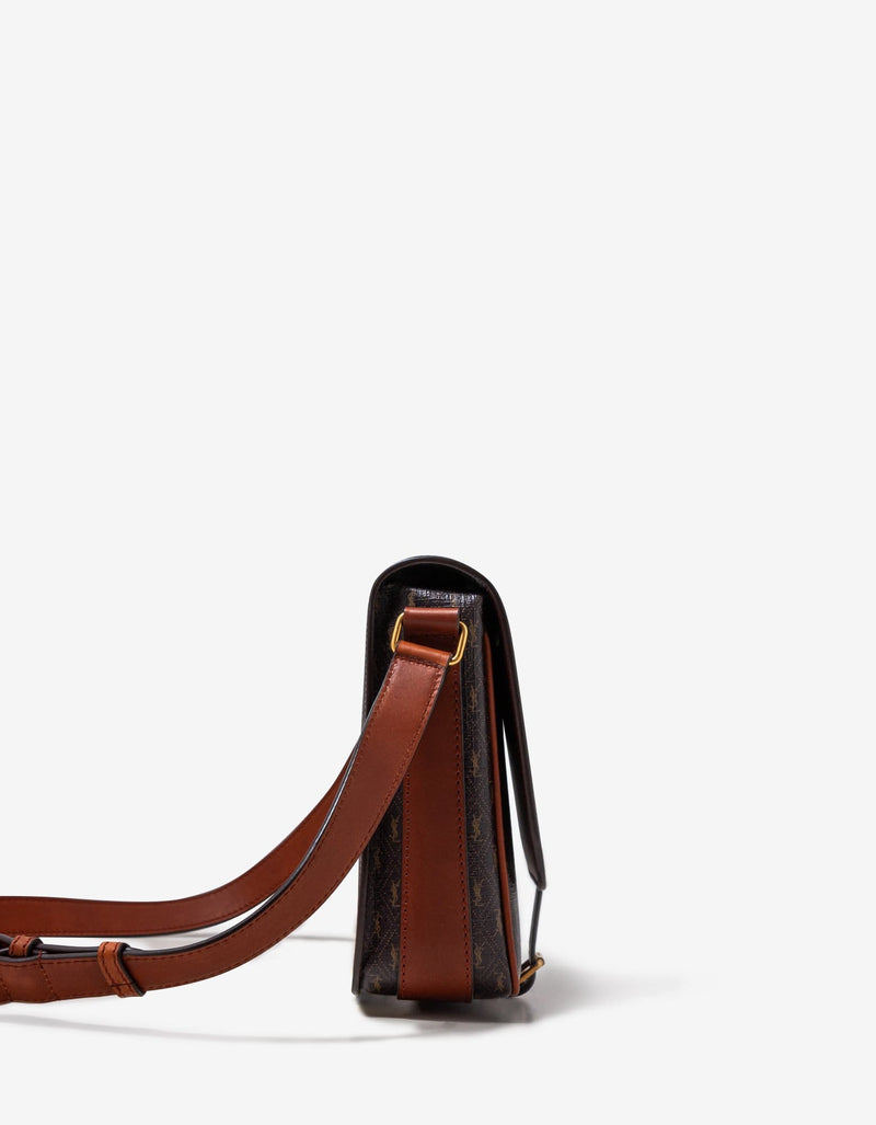 Saint Laurent Brown Monogram Medium Buckle Satchel