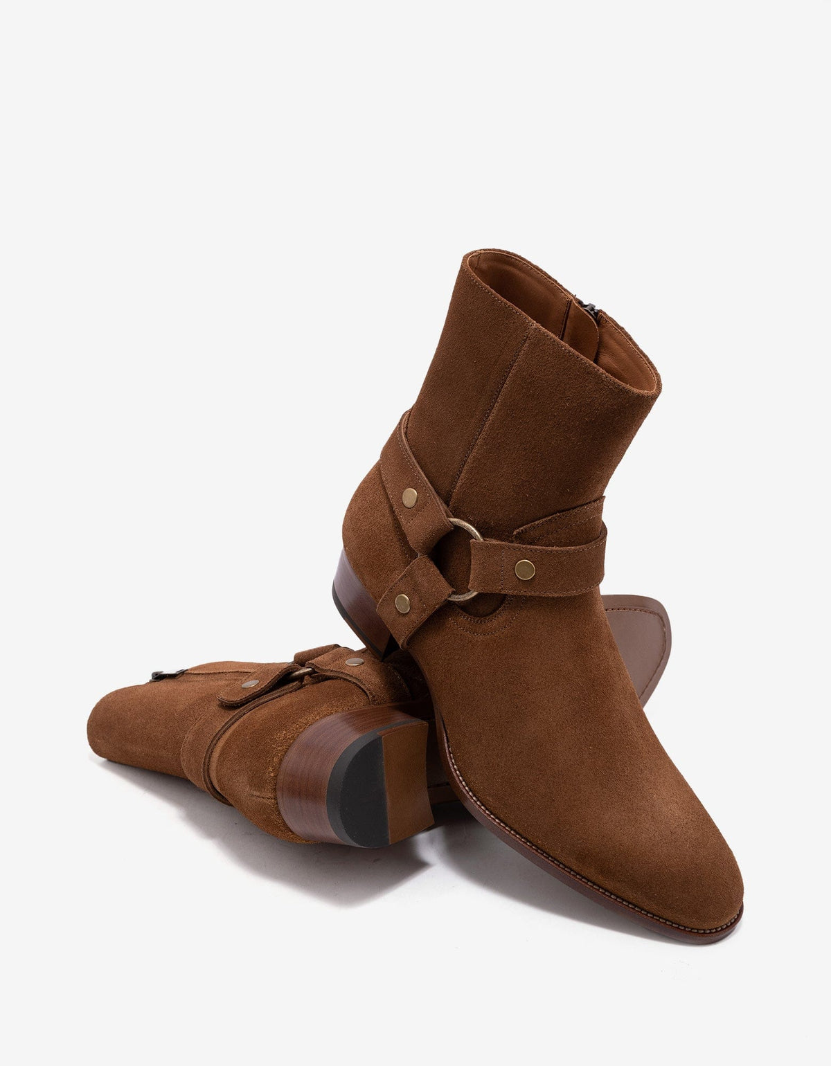 Saint Laurent Brown Wyatt 40 Harness Boots