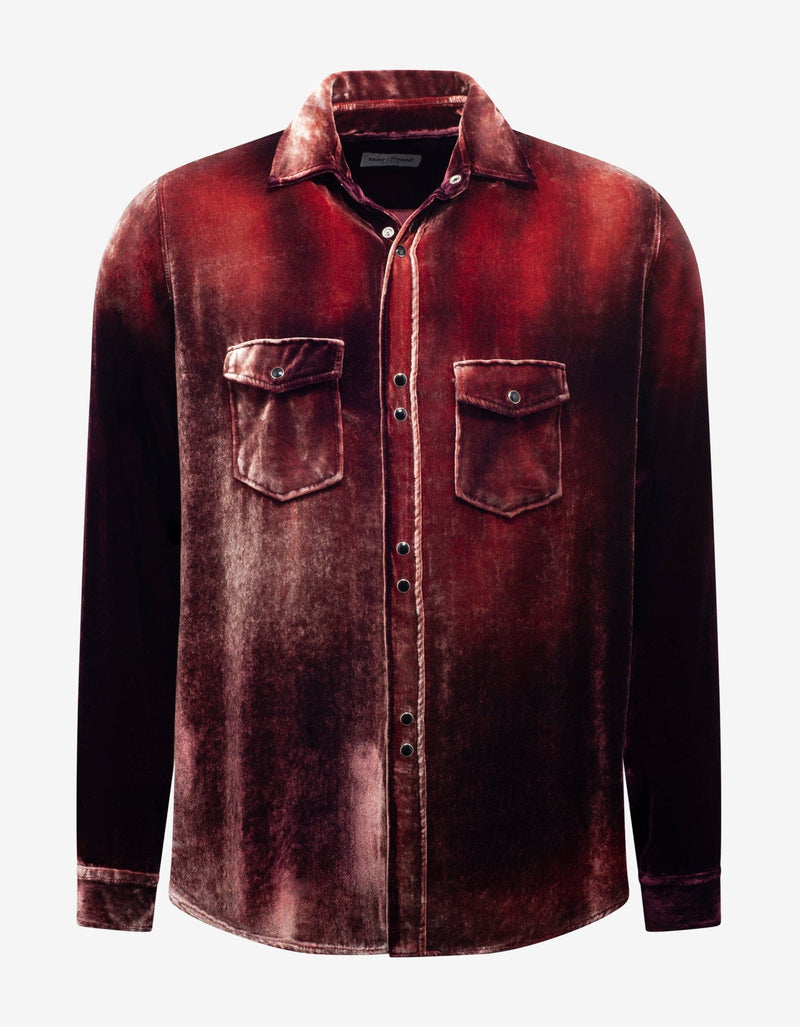 Saint Laurent Burgundy Devore Velvet Oversized Shirt