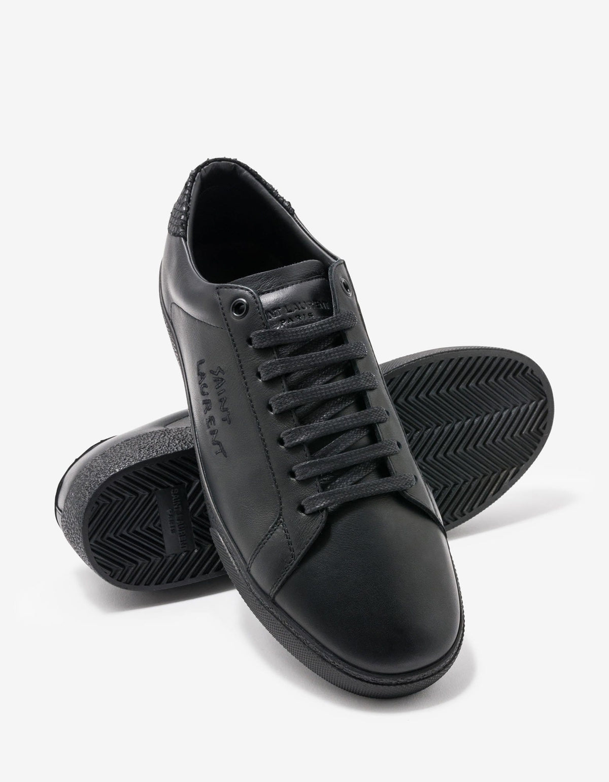 Saint Laurent Court Classic SL/06 Black Python Trim Trainers