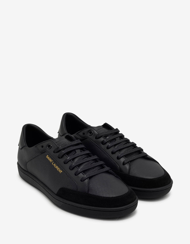 Saint Laurent Court Classic SL/10 Black Perforated Leather Trainers