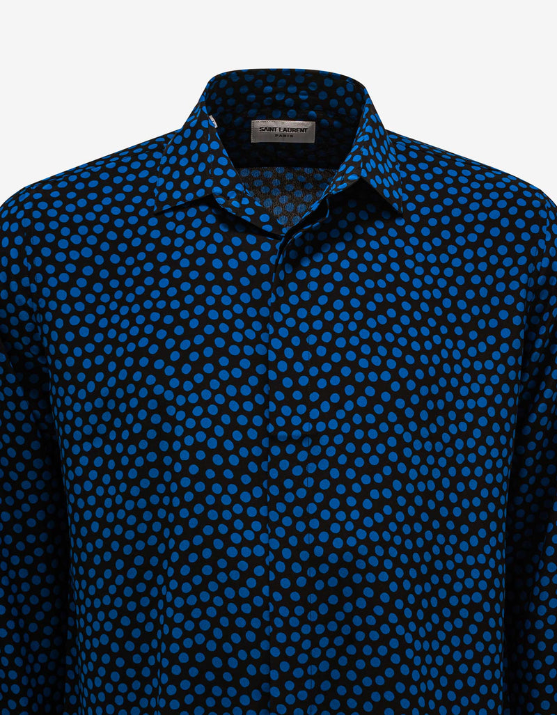 Saint Laurent Dotted Print Silk Shirt