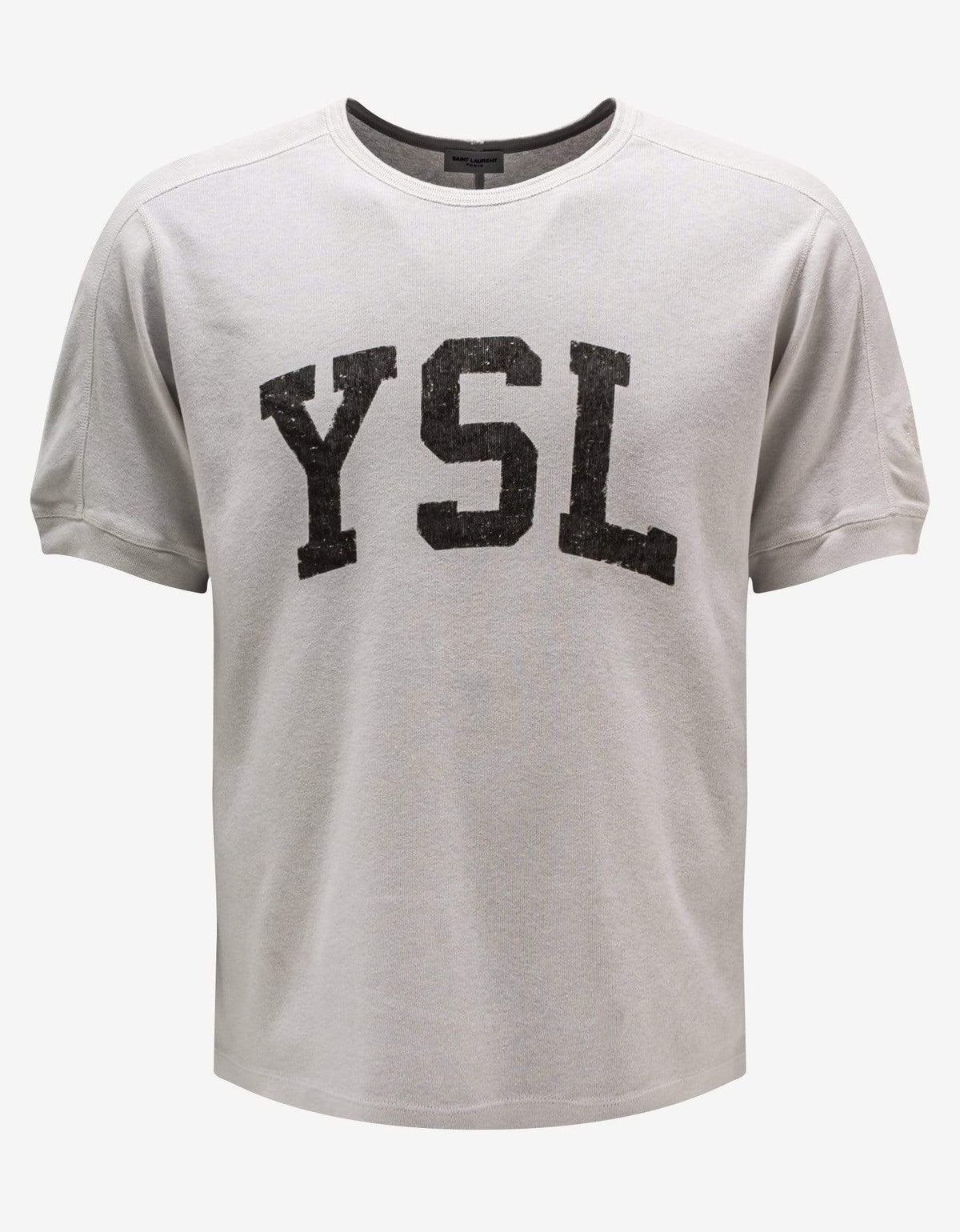 Saint Laurent Ecru YSL Print T-Shirt