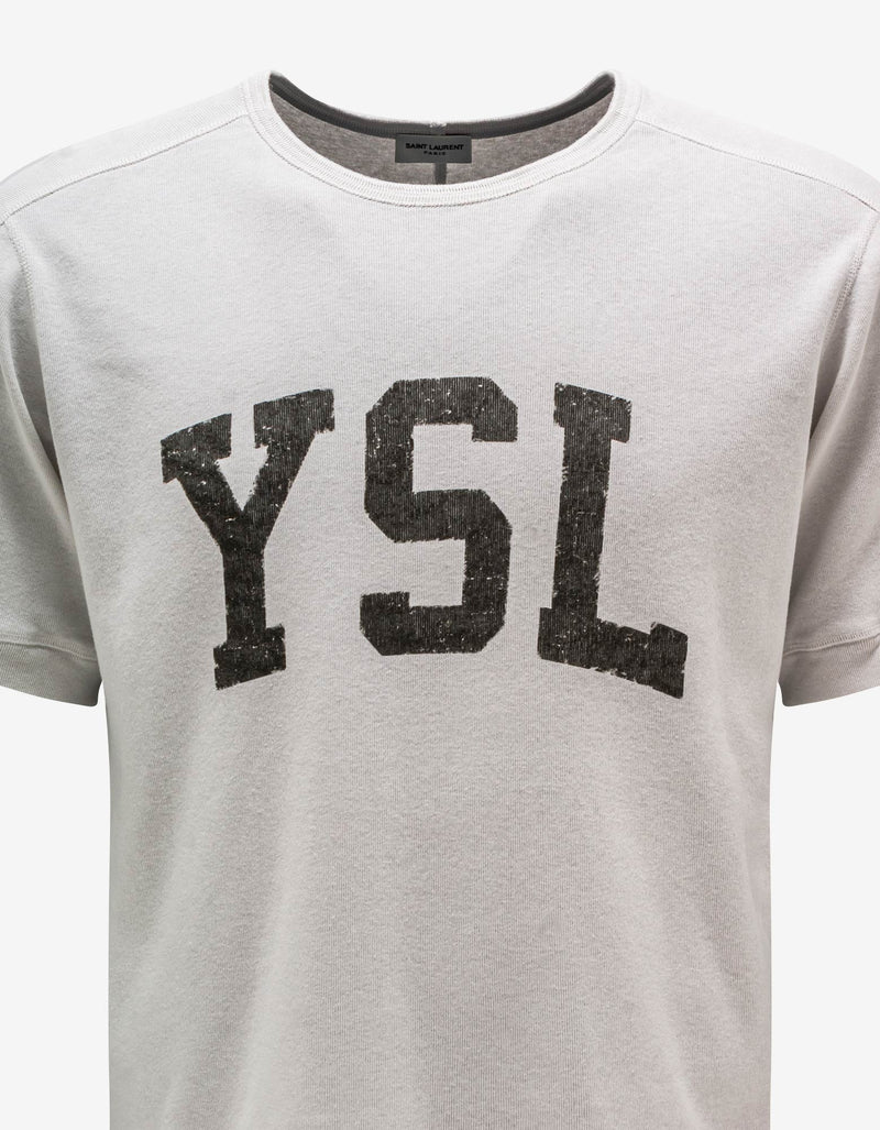 Saint Laurent Ecru YSL Print T-Shirt