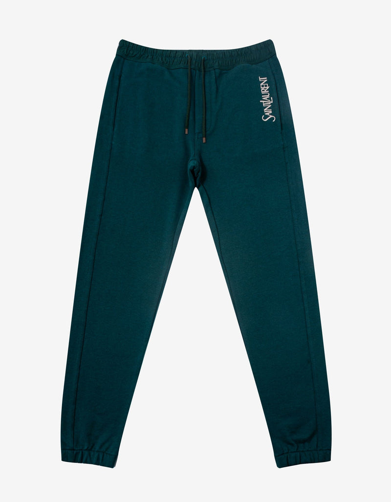 Saint Laurent Green Logo Sweat Pants