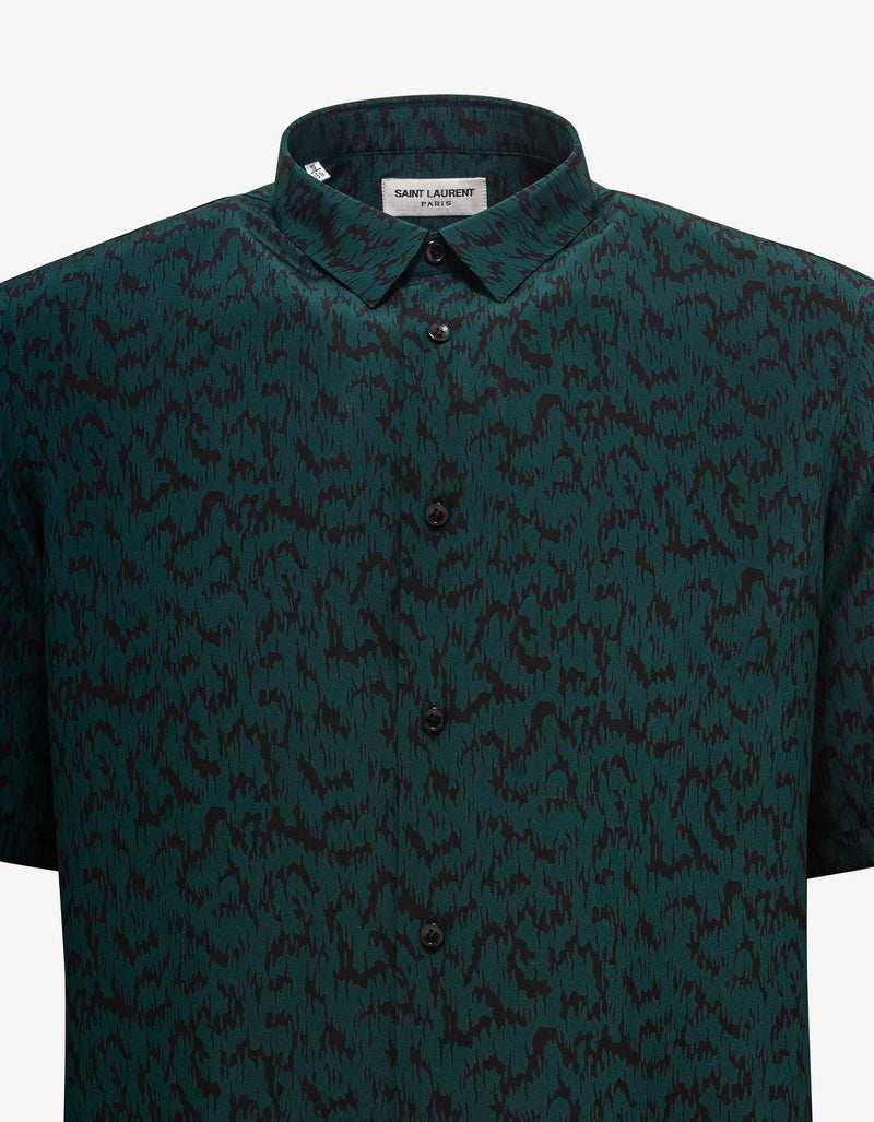 Saint Laurent Green Printed Silk Shirt