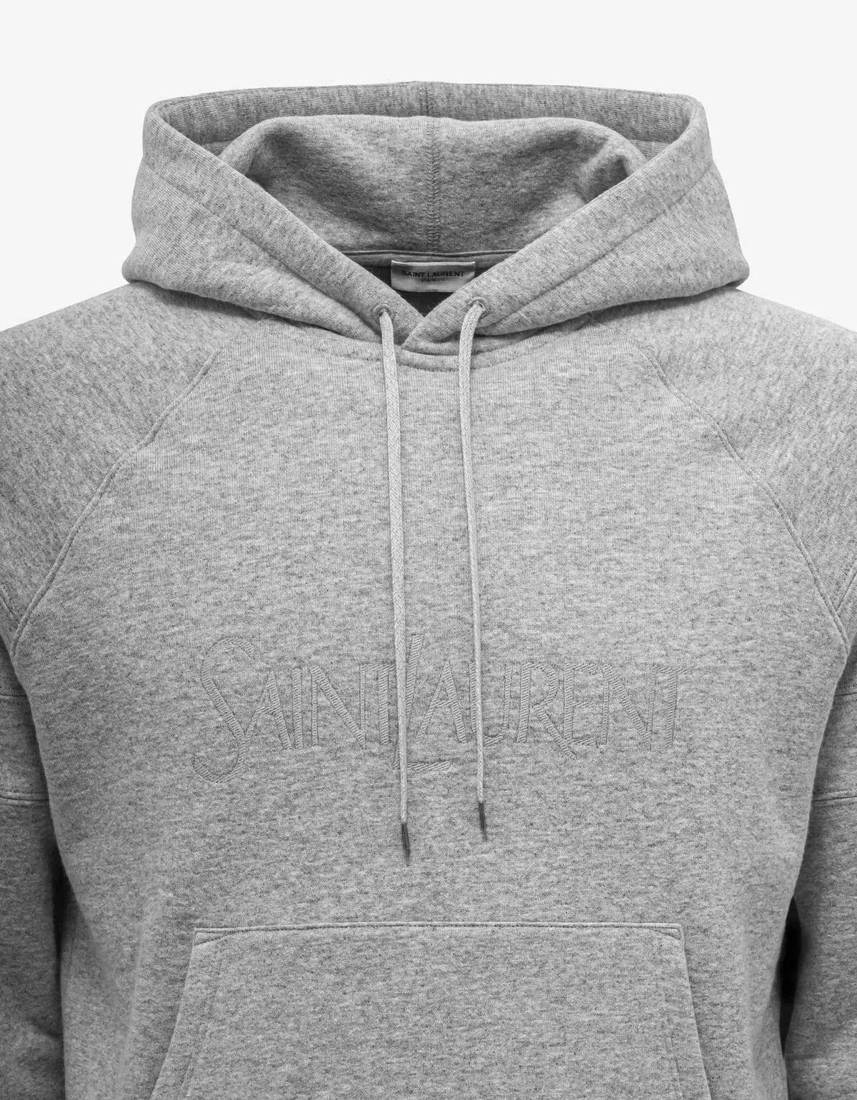 Saint Laurent Grey Logo Embroidery Hoodie