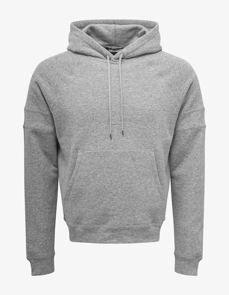 Saint Laurent Grey Logo Embroidery Hoodie