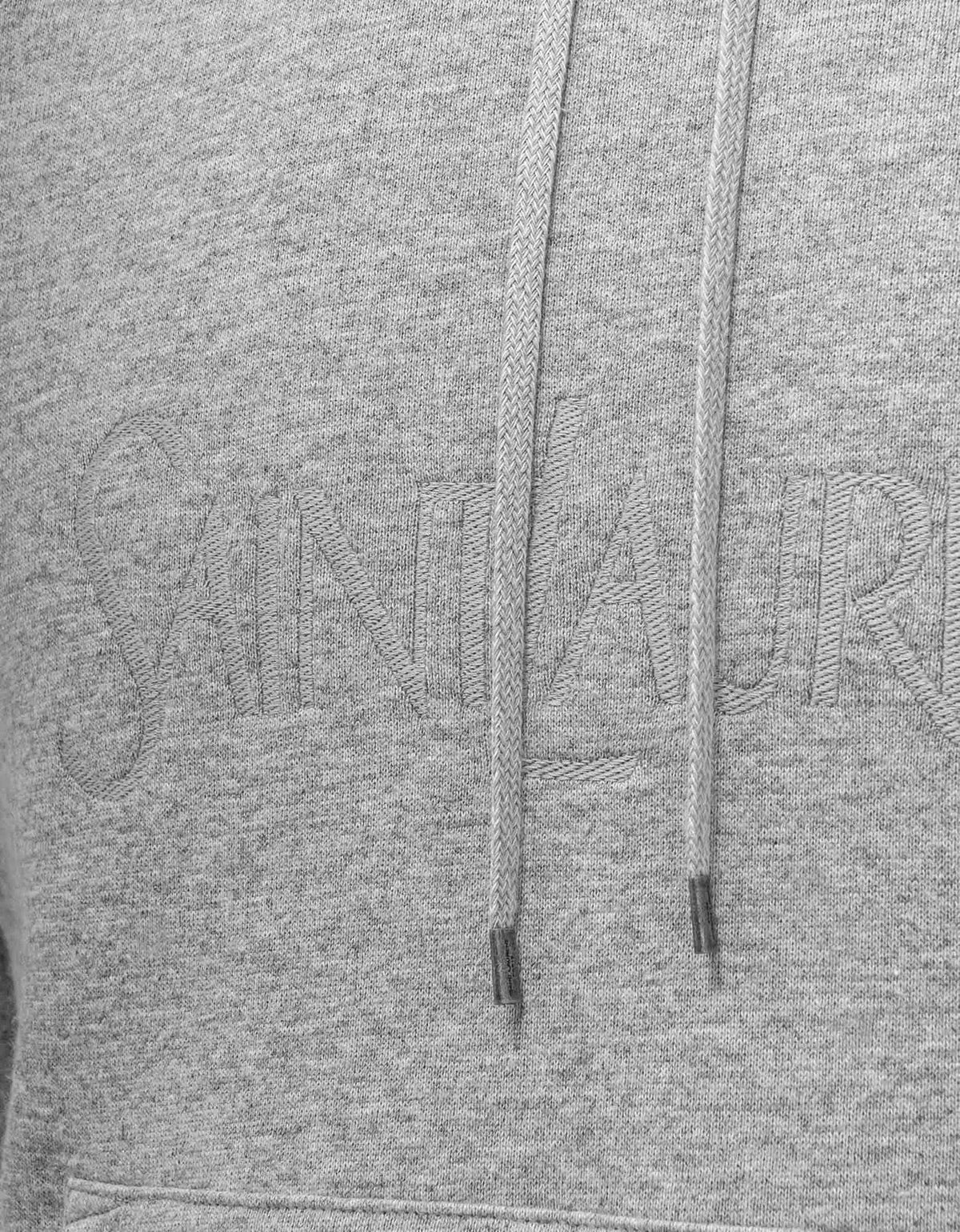 Saint Laurent Grey Logo Embroidery Hoodie