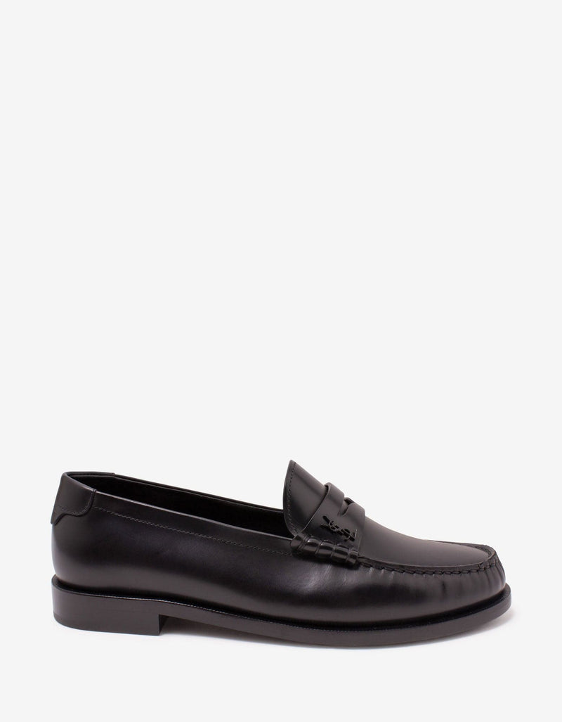 Saint Laurent Le Loafer Black Leather Penny Slippers